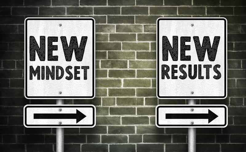 New Mindset and New Results - road sign message new mindset new results